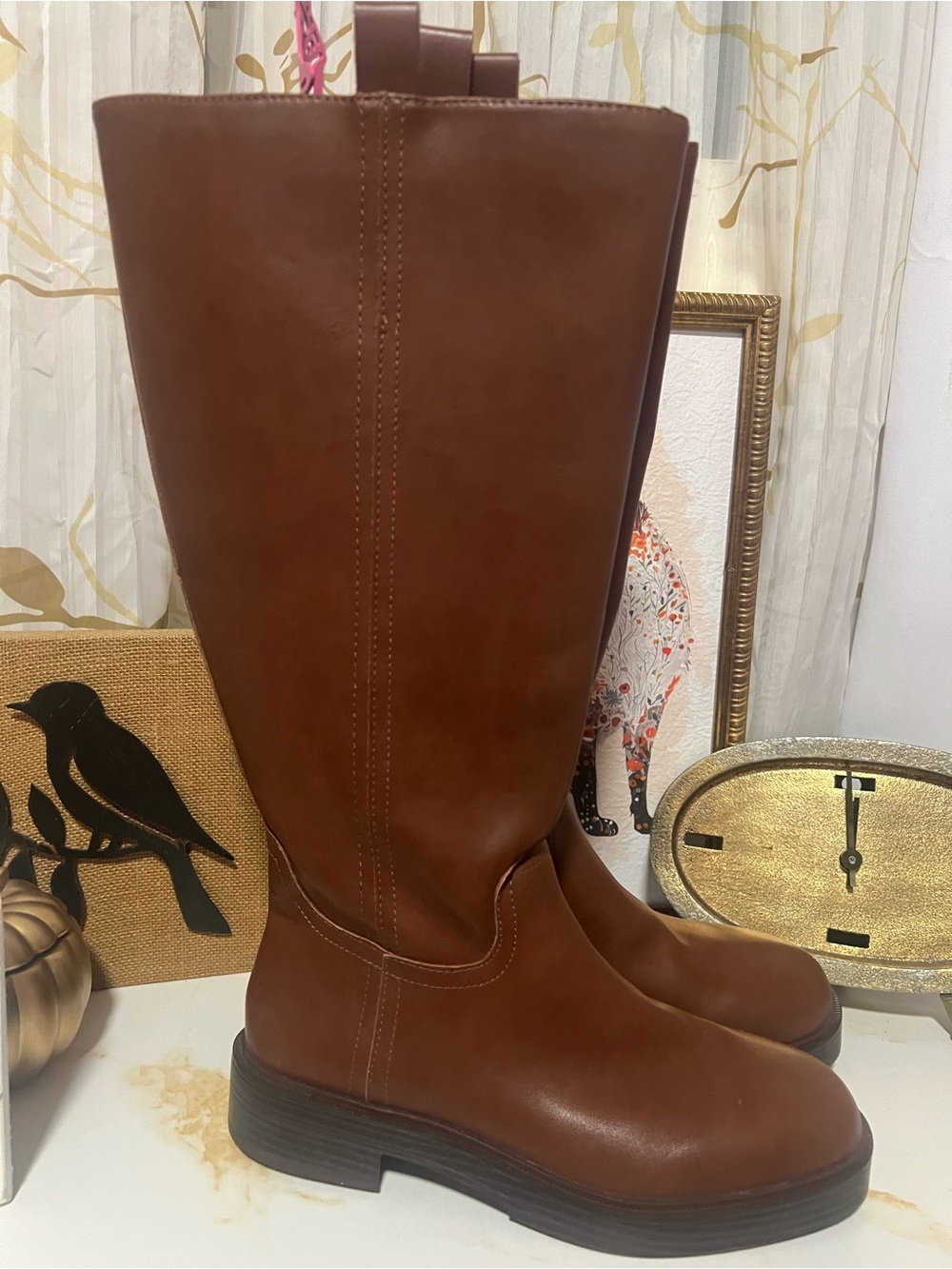 DV by Dolce Vita Brown Leather Over-the-Knee Pull-On Boots